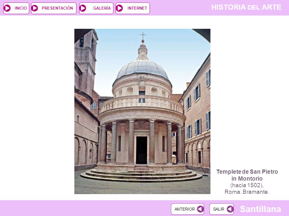 Templete de San Pietro in Montorio (hacia 1502), Roma. Bramante.