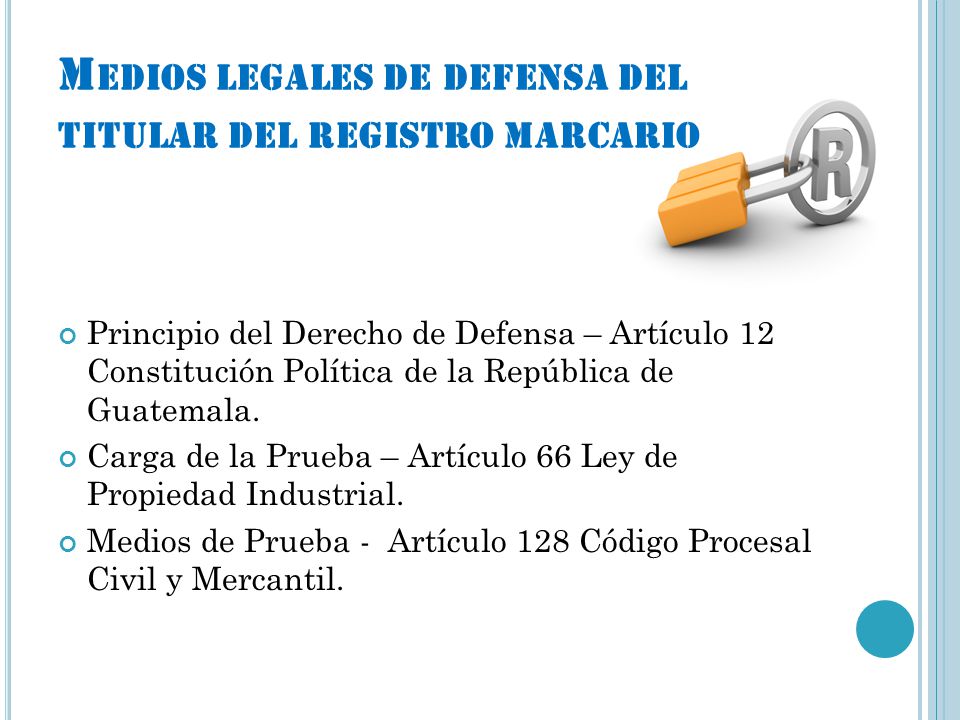 Medios legales de defensa del titular del registro marcario
