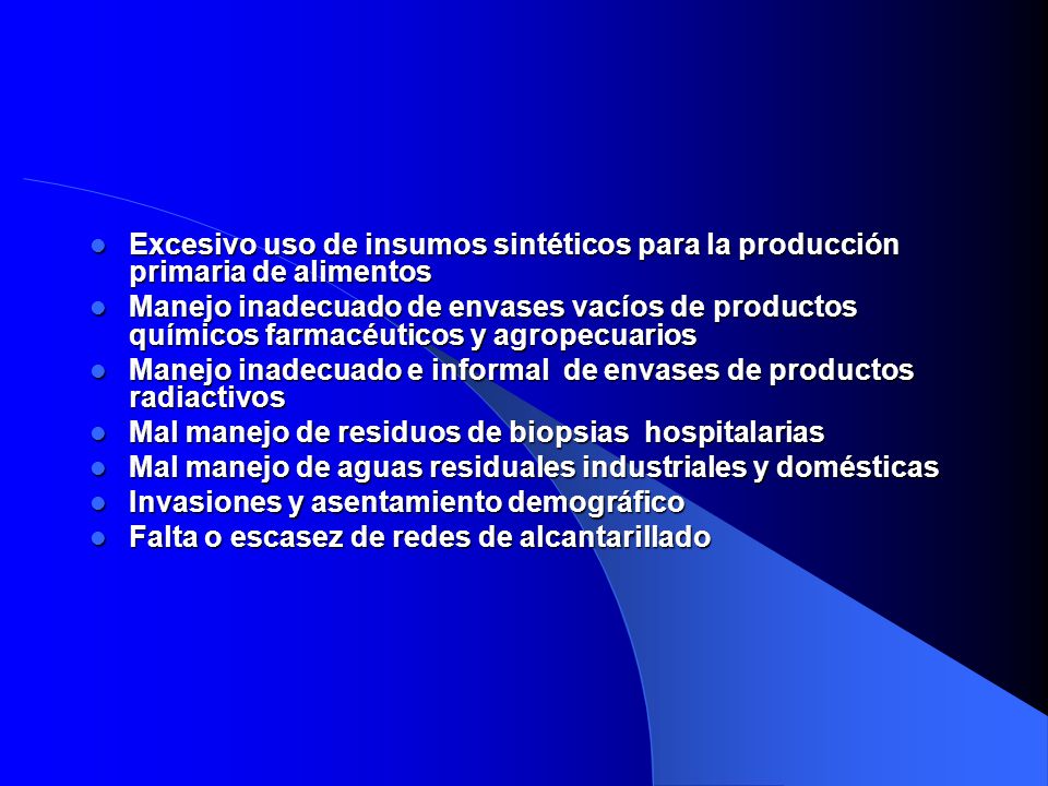 Excesivo uso de insumos sintéticos para la producción primaria de alimentos