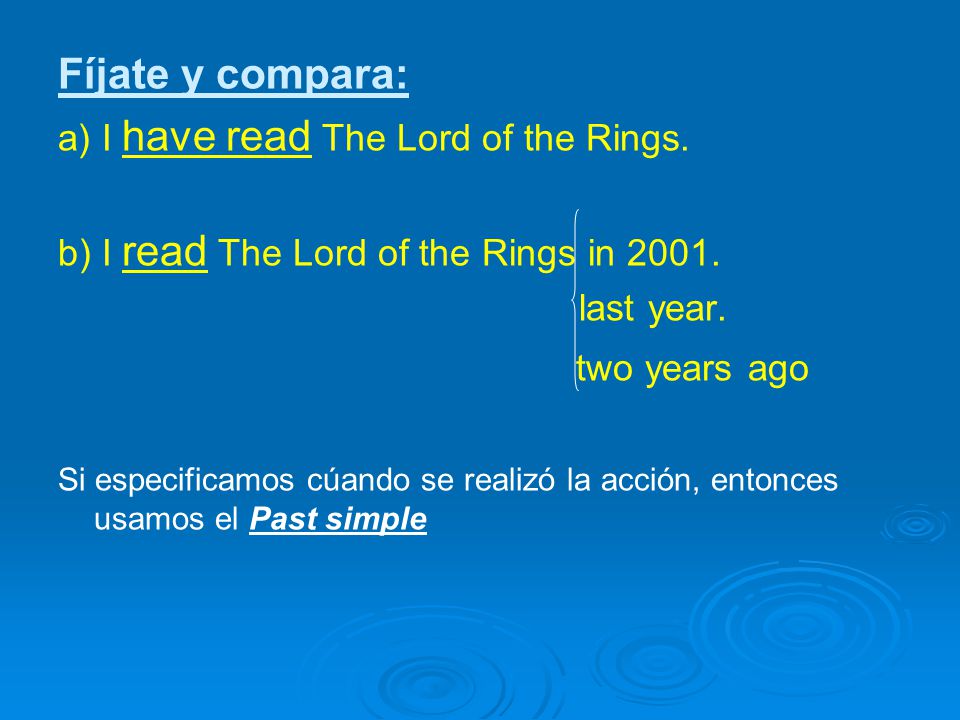 Fíjate y compara: a) I have read The Lord of the Rings.