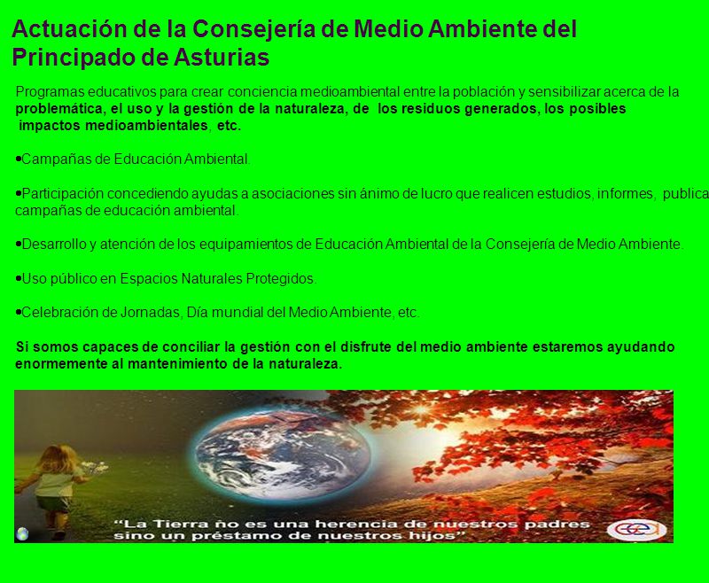 Actuación de la Consejería de Medio Ambiente del Principado de Asturias