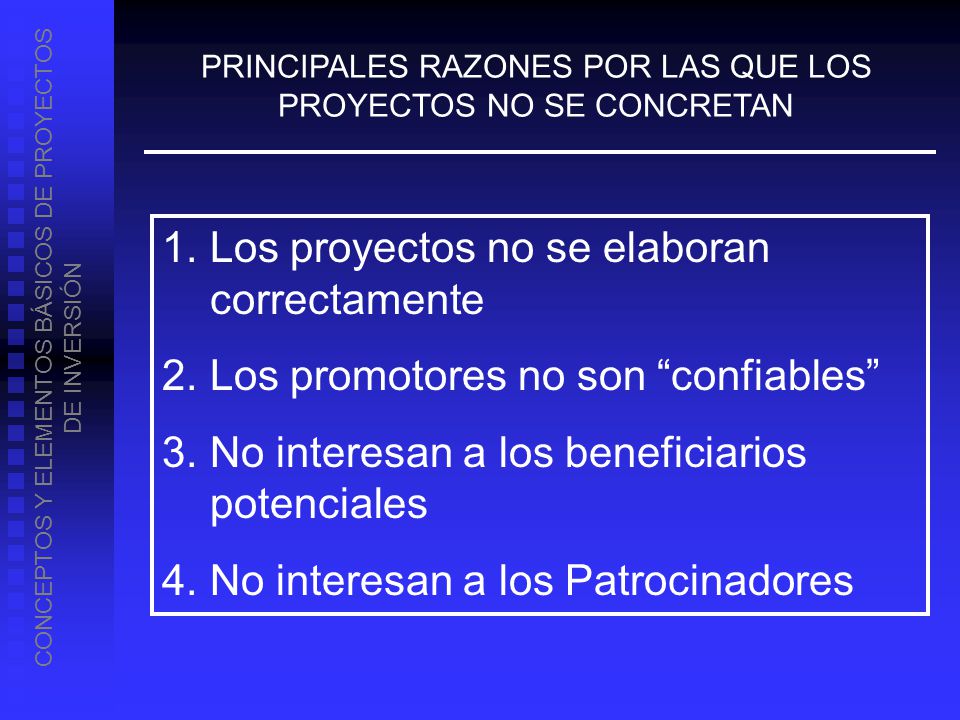 Los proyectos no se elaboran correctamente