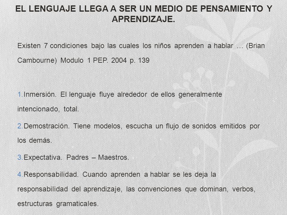 EL LENGUAJE LLEGA A SER UN MEDIO DE PENSAMIENTO Y APRENDIZAJE.