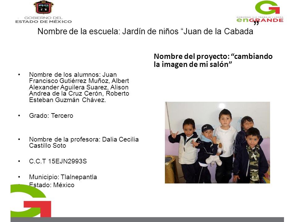 Nombre de la escuela: Jardín de niños Juan de la Cabada