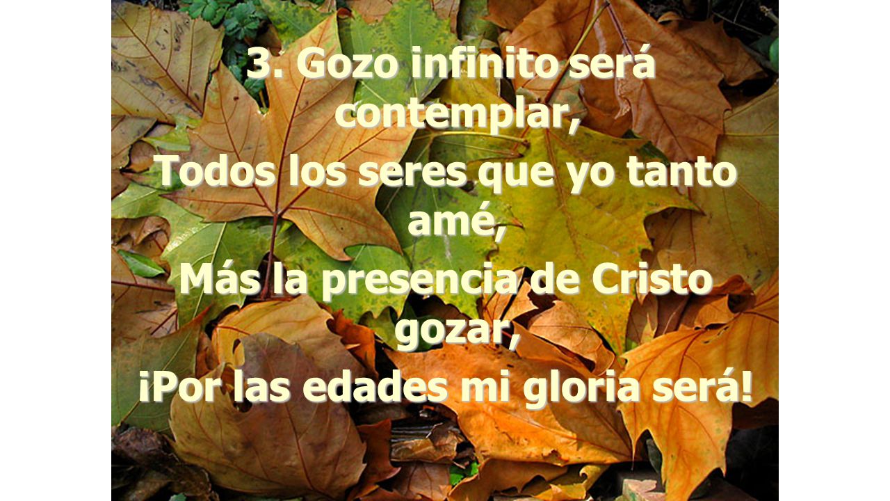 3. Gozo infinito será contemplar, Todos los seres que yo tanto amé,