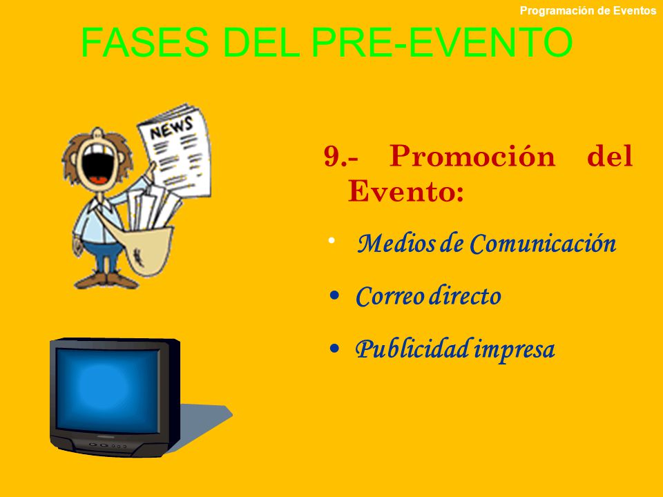 FASES DEL PRE-EVENTO 9.- Promoción del Evento: Medios de Comunicación