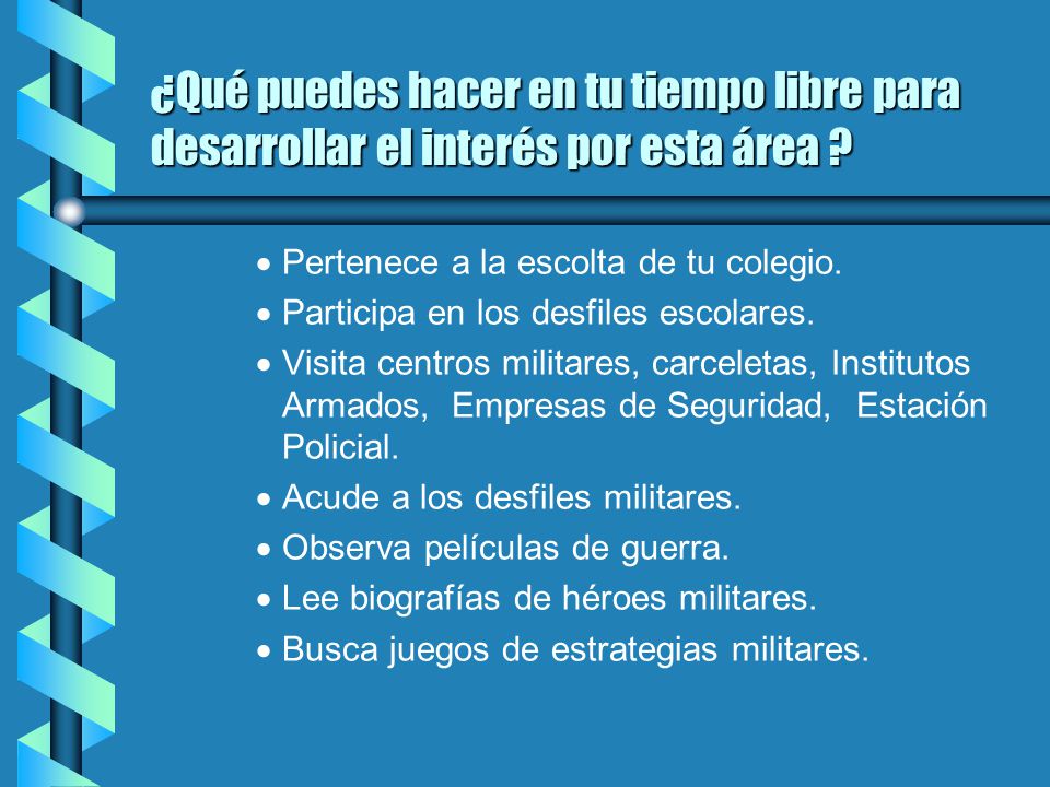 ¿Qué puedes hacer en tu tiempo libre para desarrollar el interés por esta área