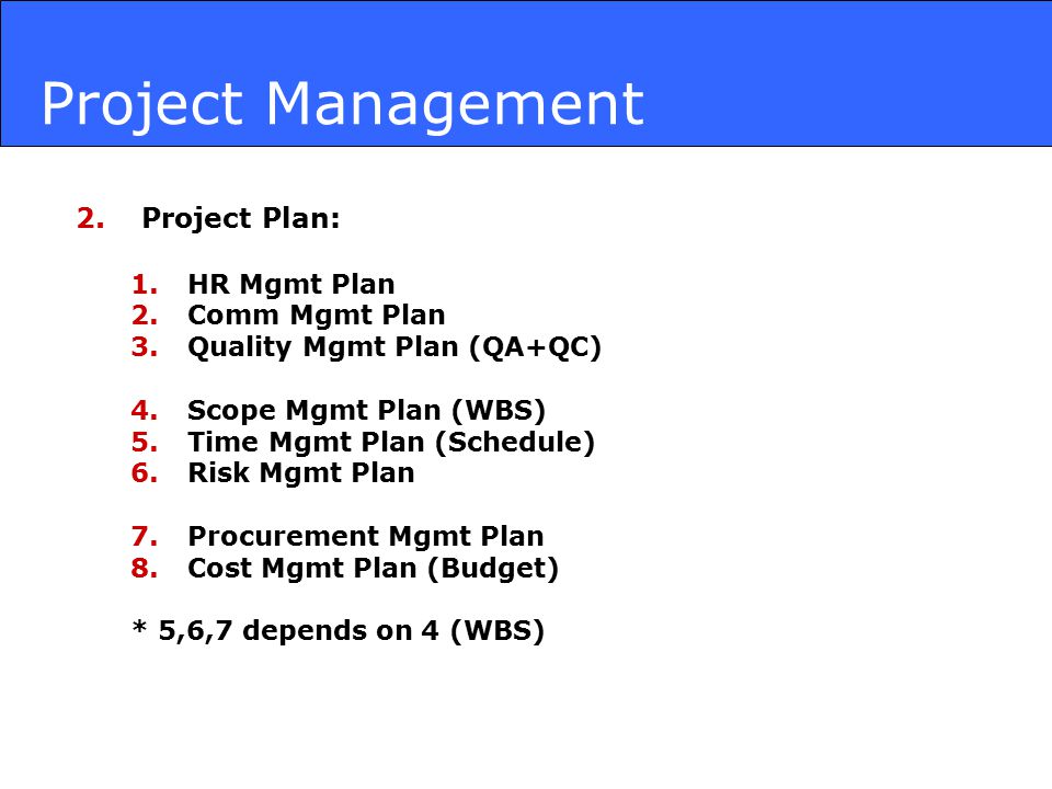Project Management Project Plan: HR Mgmt Plan Comm Mgmt Plan