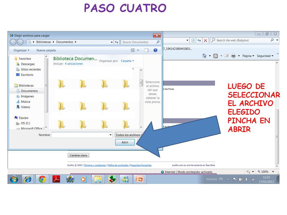 PASO CUATRO LUEGO DE SELECCIONAR EL ARCHIVO ELEGIDO PINCHA EN ABRIR