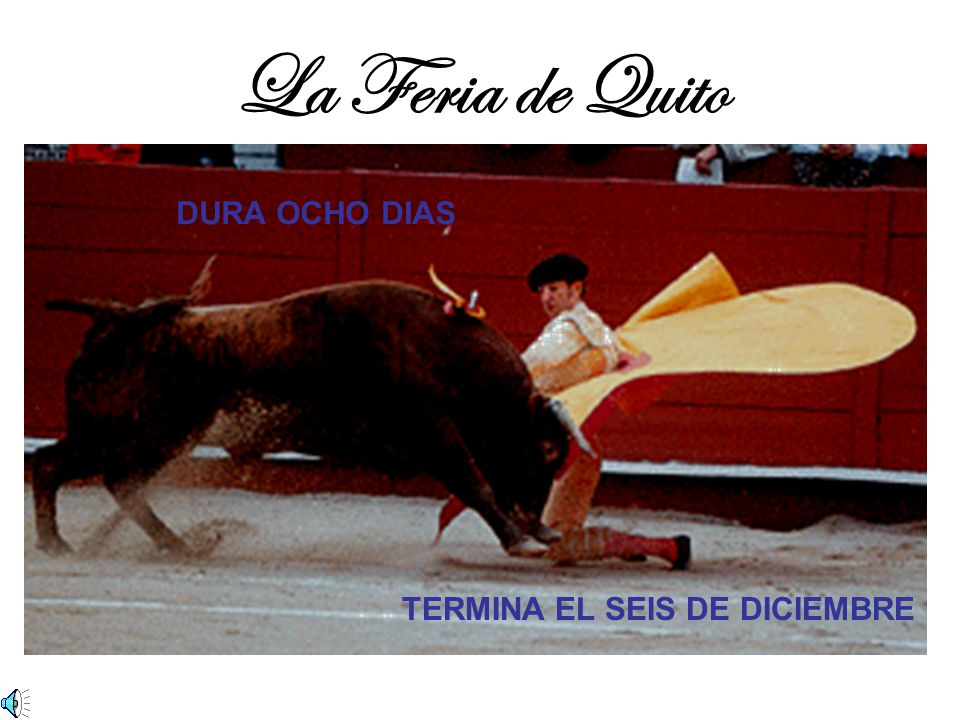 La Feria de Quito DURA OCHO DIAS TERMINA EL SEIS DE DICIEMBRE