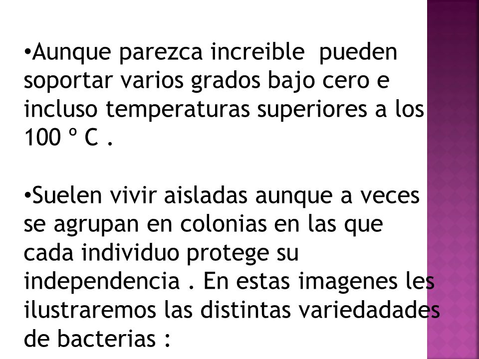 Aunque parezca increible pueden soportar varios grados bajo cero e incluso temperaturas superiores a los 100 º C .