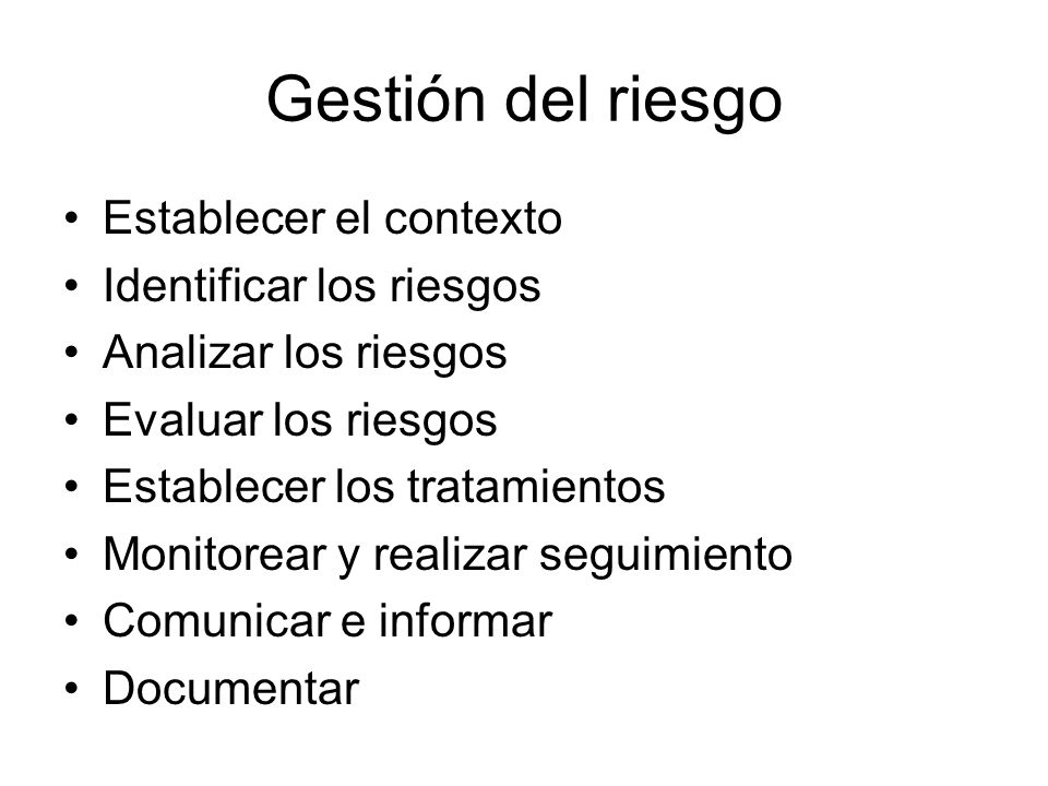 Gestión del riesgo Establecer el contexto Identificar los riesgos