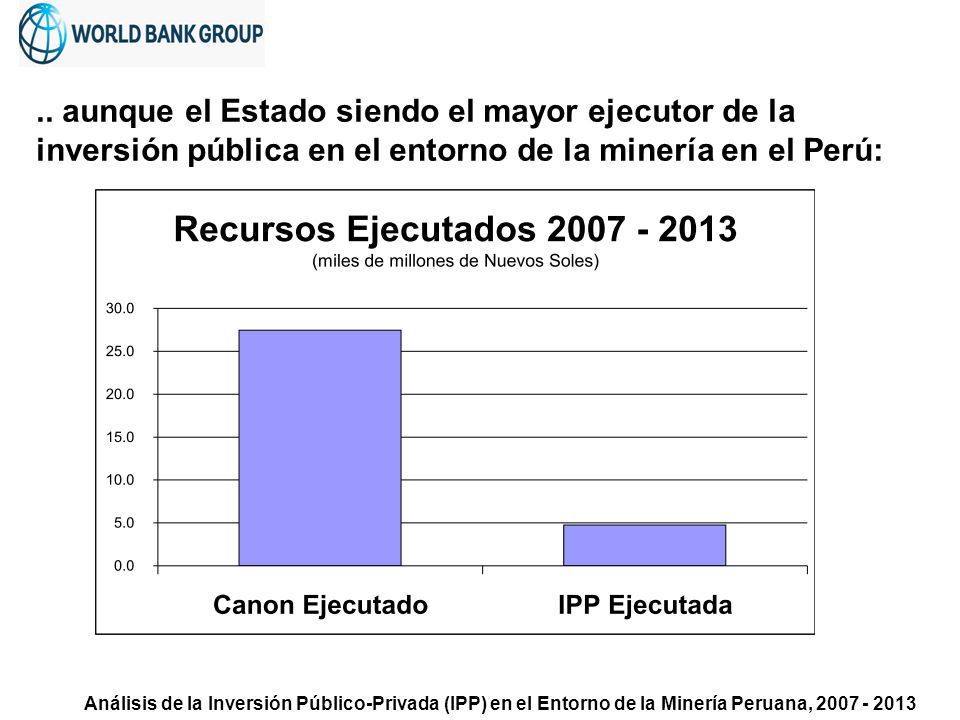 .. aunque el Estado siendo el mayor ejecutor de la inversión pública en el entorno de la minería en el Perú: