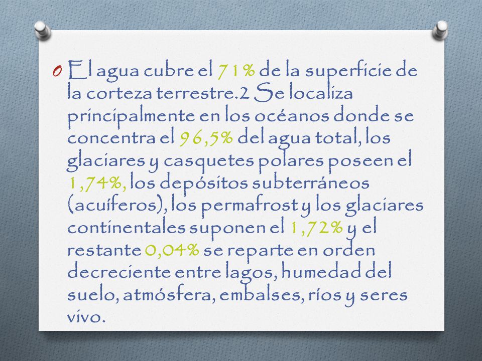 El agua cubre el 71% de la superficie de la corteza terrestre