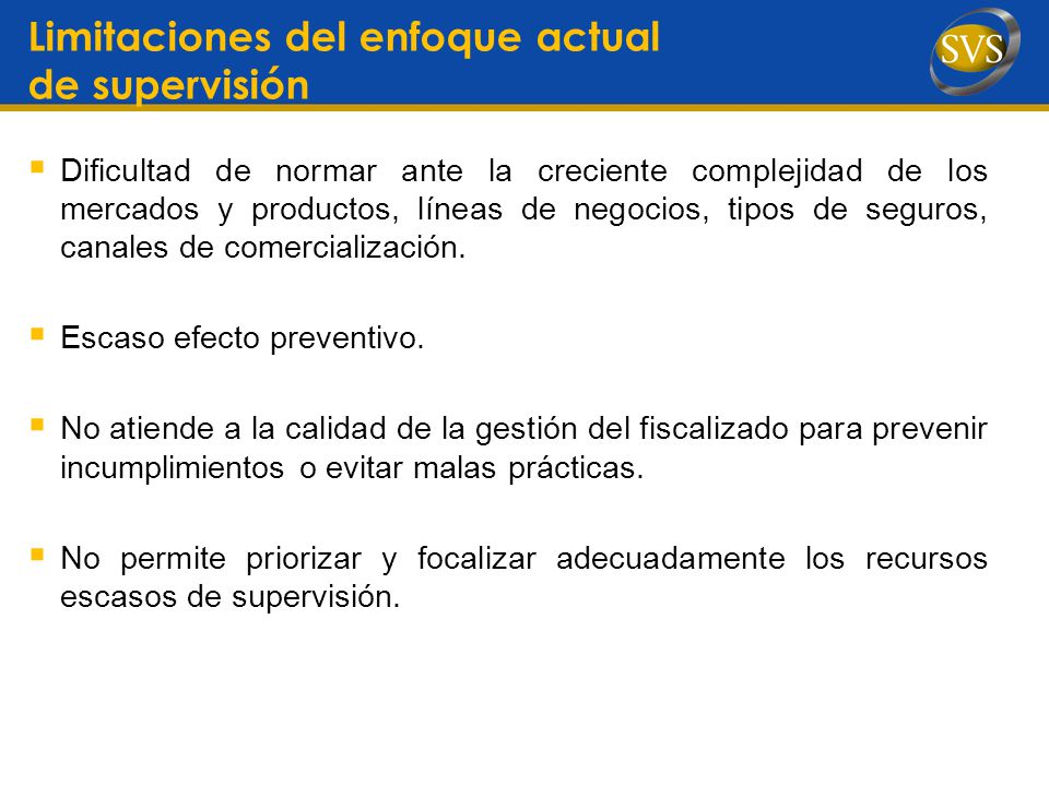 Limitaciones del enfoque actual de supervisión