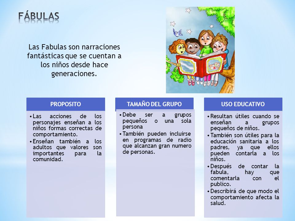FÁBULAS Las Fabulas son narraciones fantásticas que se cuentan a los niños desde hace generaciones.