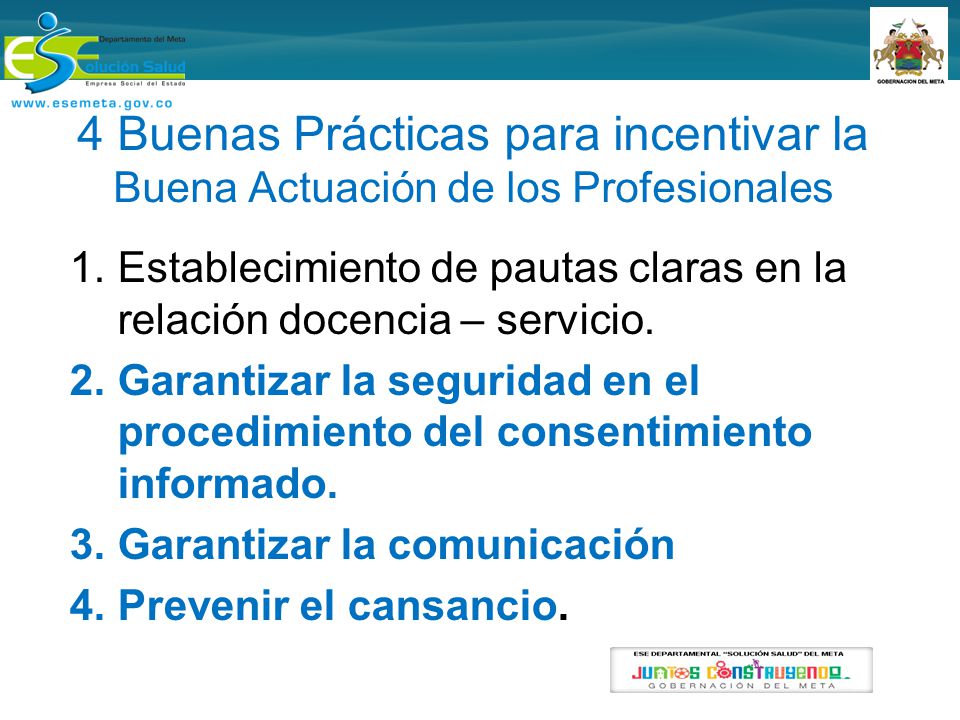 4 Buenas Prácticas para incentivar la Buena Actuación de los Profesionales