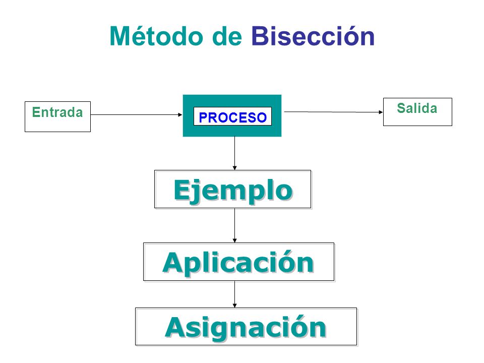 Método de Bisección Ejemplo Aplicación Asignación Salida Entrada