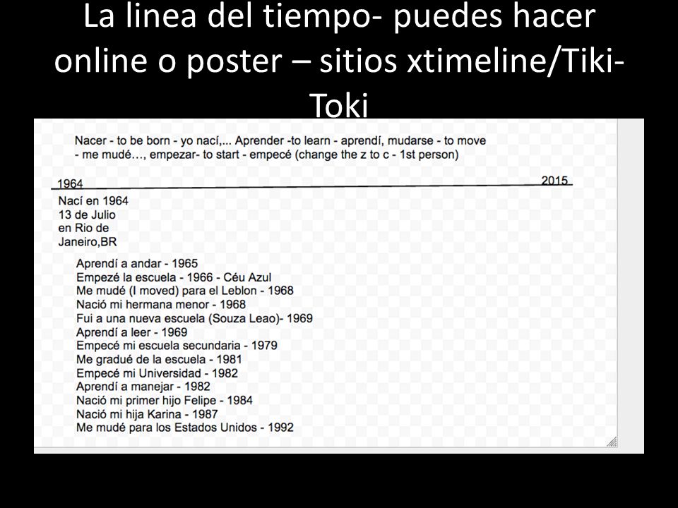 La linea del tiempo- puedes hacer online o poster – sitios xtimeline/Tiki-Toki