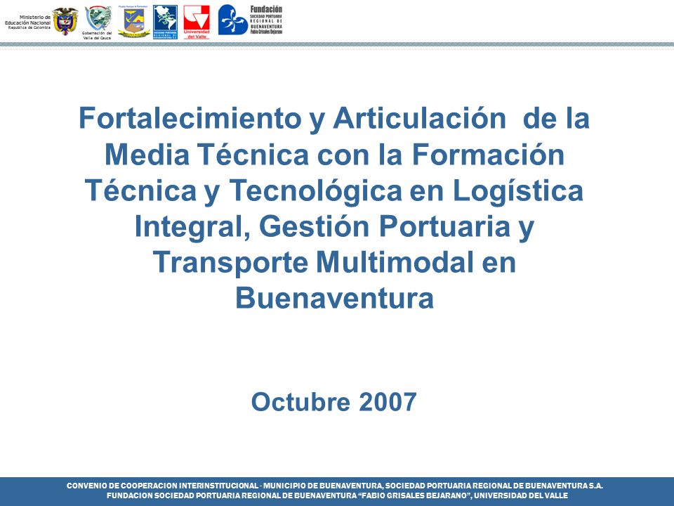 Gobernación del Valle del Cauca. Ministerio de Educación Nacional. Republica de Colombia.