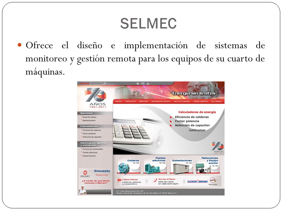 SELMEC Ofrece el diseño e implementación de sistemas de monitoreo y gestión remota para los equipos de su cuarto de máquinas.