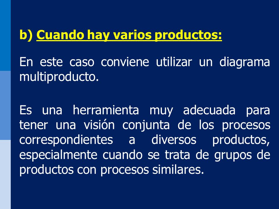 b) Cuando hay varios productos: En este caso conviene utilizar un diagrama multiproducto.