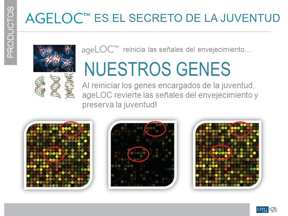 NUESTROS GENES ES EL SECRETO DE LA JUVENTUD PRODUCTOS