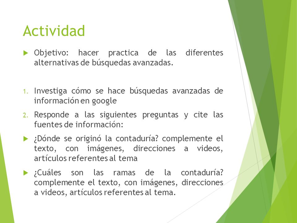 Actividad Objetivo: hacer practica de las diferentes alternativas de búsquedas avanzadas.