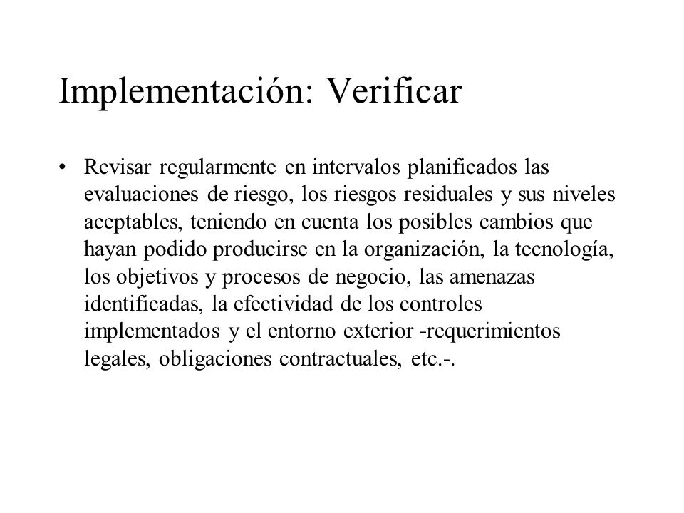 Implementación: Verificar