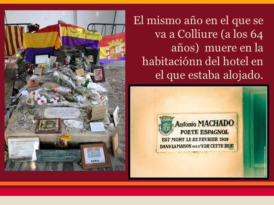 El mismo año en el que se va a Colliure (a los 64 años) muere en la habitaciónn del hotel en el que estaba alojado.