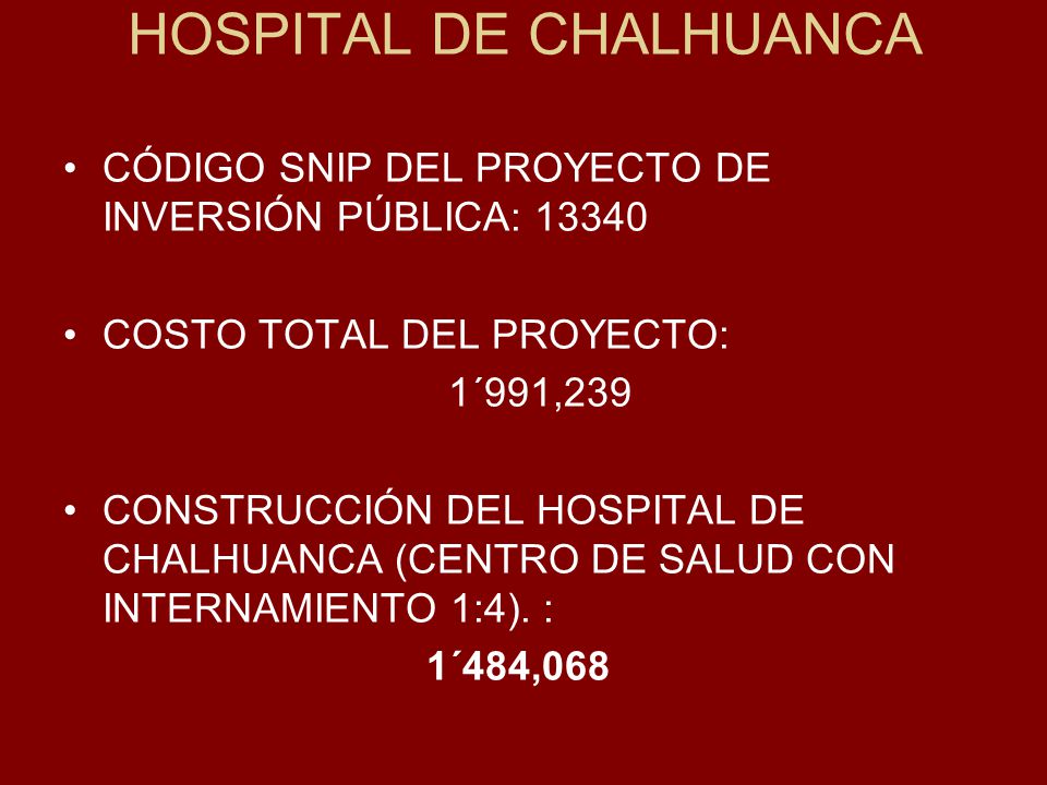 HOSPITAL DE CHALHUANCA