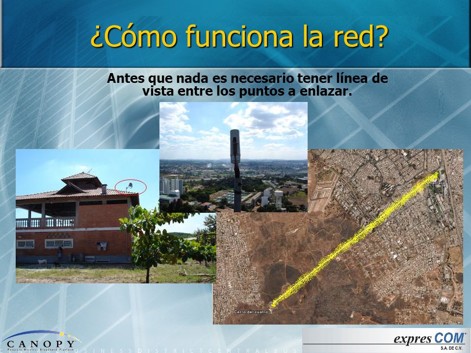¿Cómo funciona la red Antes que nada es necesario tener línea de vista entre los puntos a enlazar.