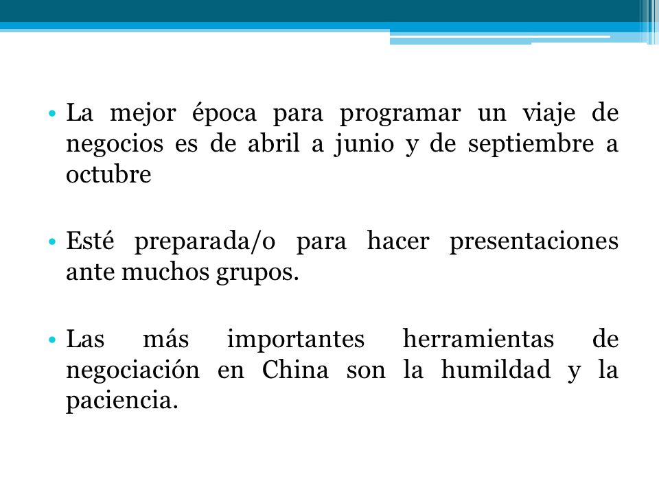 La mejor época para programar un viaje de negocios es de abril a junio y de septiembre a octubre