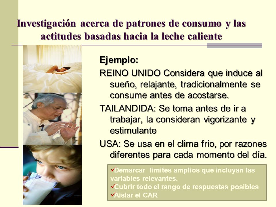 Investigación acerca de patrones de consumo y las actitudes basadas hacia la leche caliente