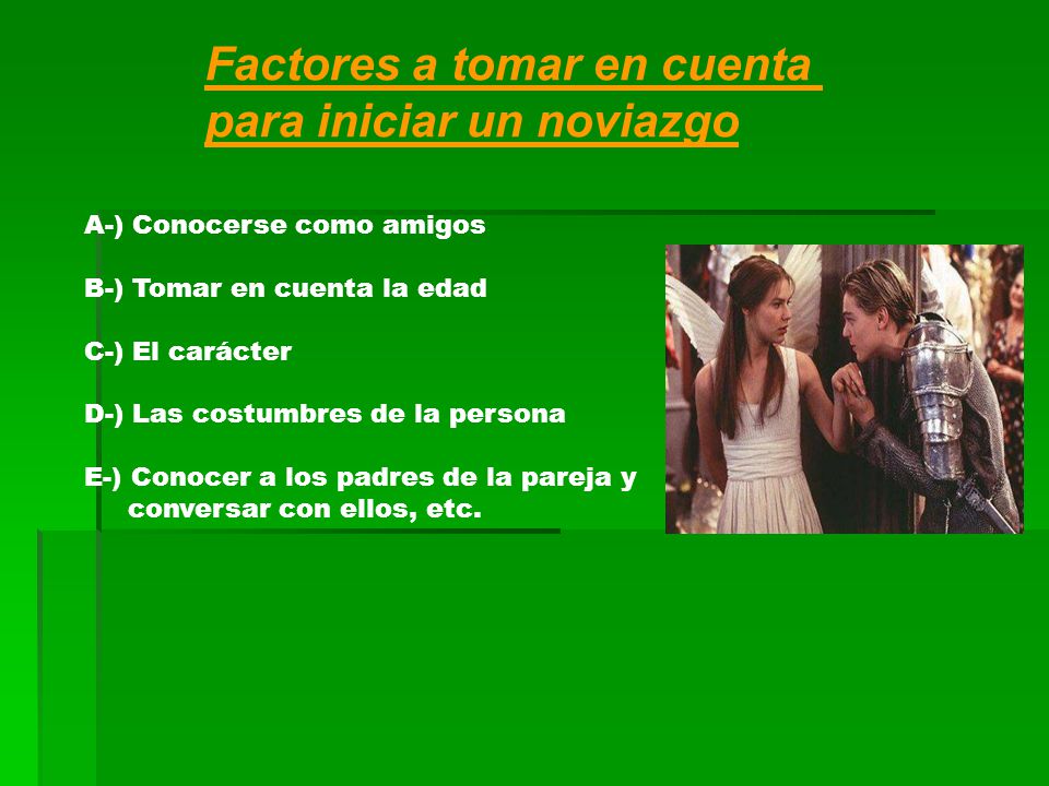 Factores a tomar en cuenta para iniciar un noviazgo