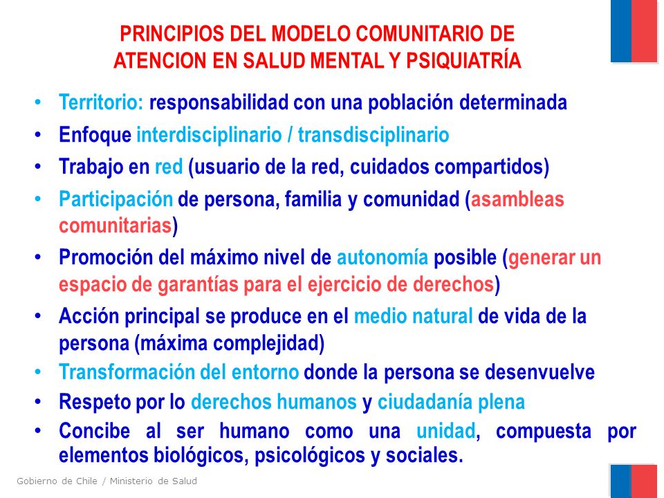Principios del Modelo Comunitario DE ATENCION en Salud Mental y Psiquiatría