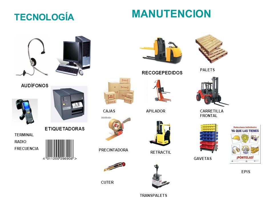 MANUTENCION TECNOLOGÍA RECOGEPEDIDOS AUDÍFONOS ETIQUETADORAS PALETS
