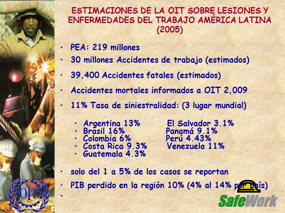 ESTIMACIONES DE LA OIT SOBRE LESIONES Y ENFERMEDADES DEL TRABAJO AMÉRICA LATINA (2005)