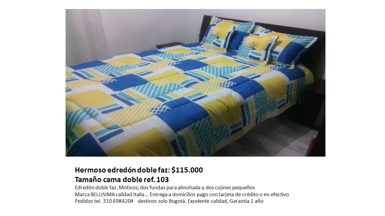 Hermoso edredón doble faz: $ Tamaño cama doble ref. 103