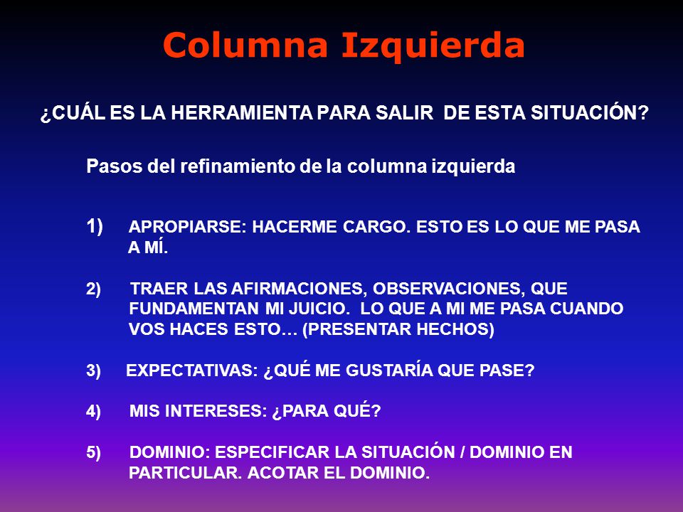 Columna Izquierda ¿CUÁL ES LA HERRAMIENTA PARA SALIR DE ESTA SITUACIÓN
