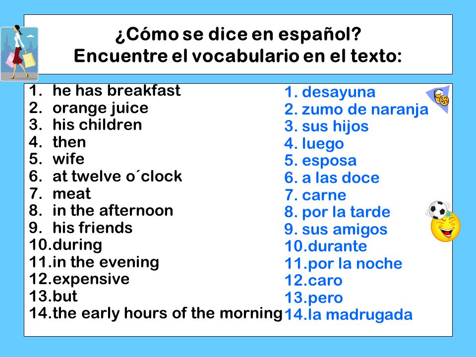 ¿Cómo se dice en español Encuentre el vocabulario en el texto: