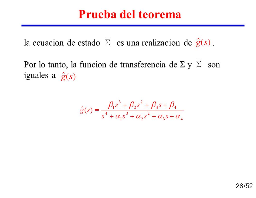 Prueba del teorema la ecuacion de estado es una realizacion de .