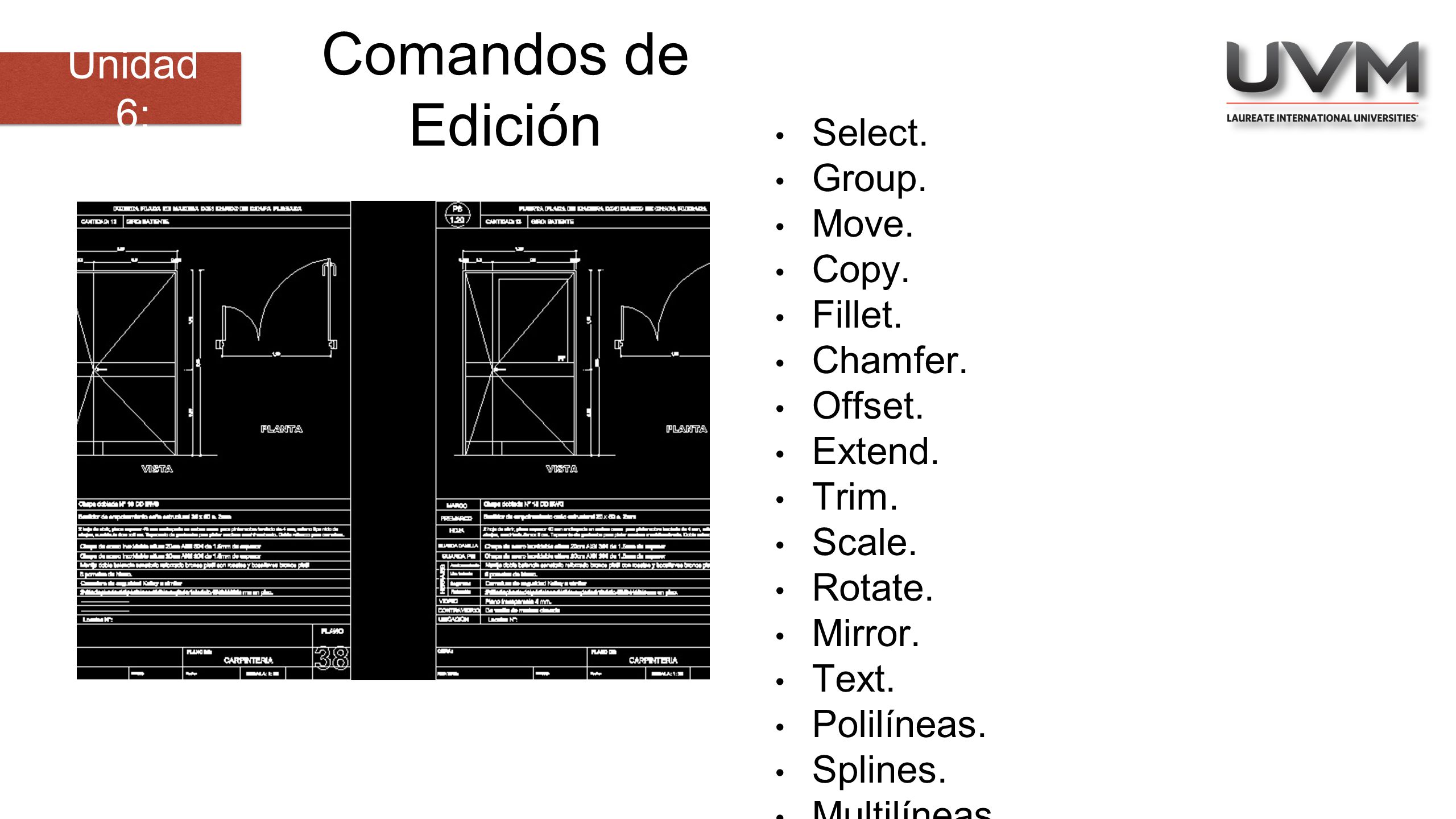 Comandos de Edición Unidad 6: Select. Group. Move. Copy. Fillet.