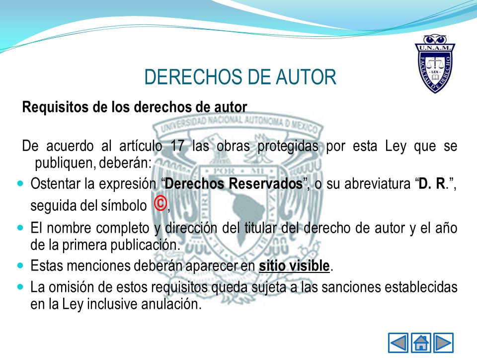 DERECHOS DE AUTOR Requisitos de los derechos de autor