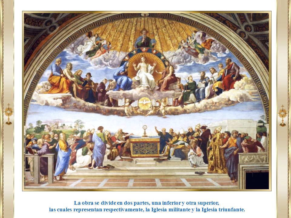 La obra se divide en dos partes, una inferior y otra superior,