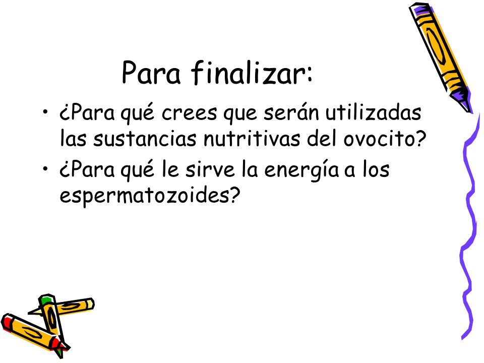 Para finalizar: ¿Para qué crees que serán utilizadas las sustancias nutritivas del ovocito.
