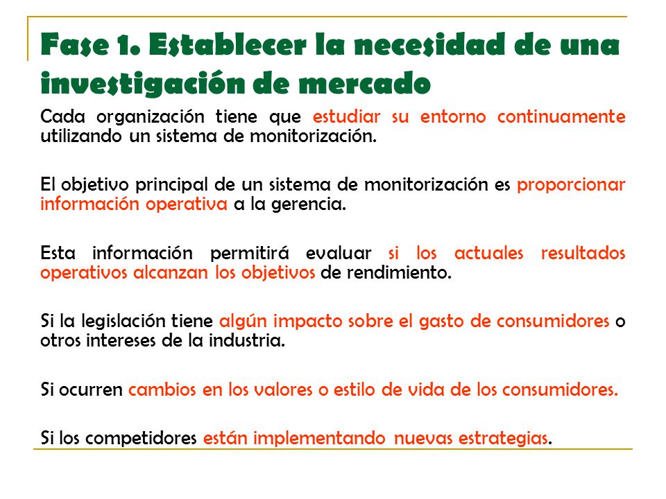 Fase 1. Establecer la necesidad de una investigación de mercado