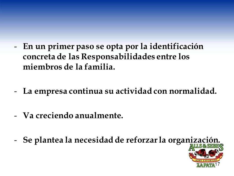 En un primer paso se opta por la identificación concreta de las Responsabilidades entre los miembros de la familia.
