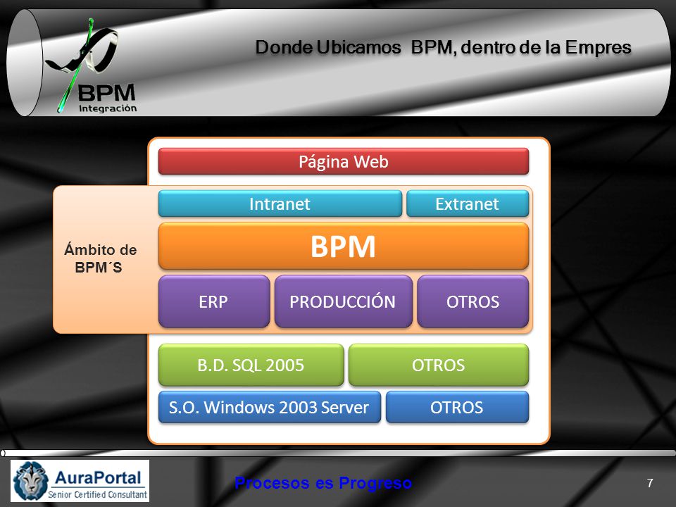 BPM Donde Ubicamos BPM, dentro de la Empres Página Web Intranet