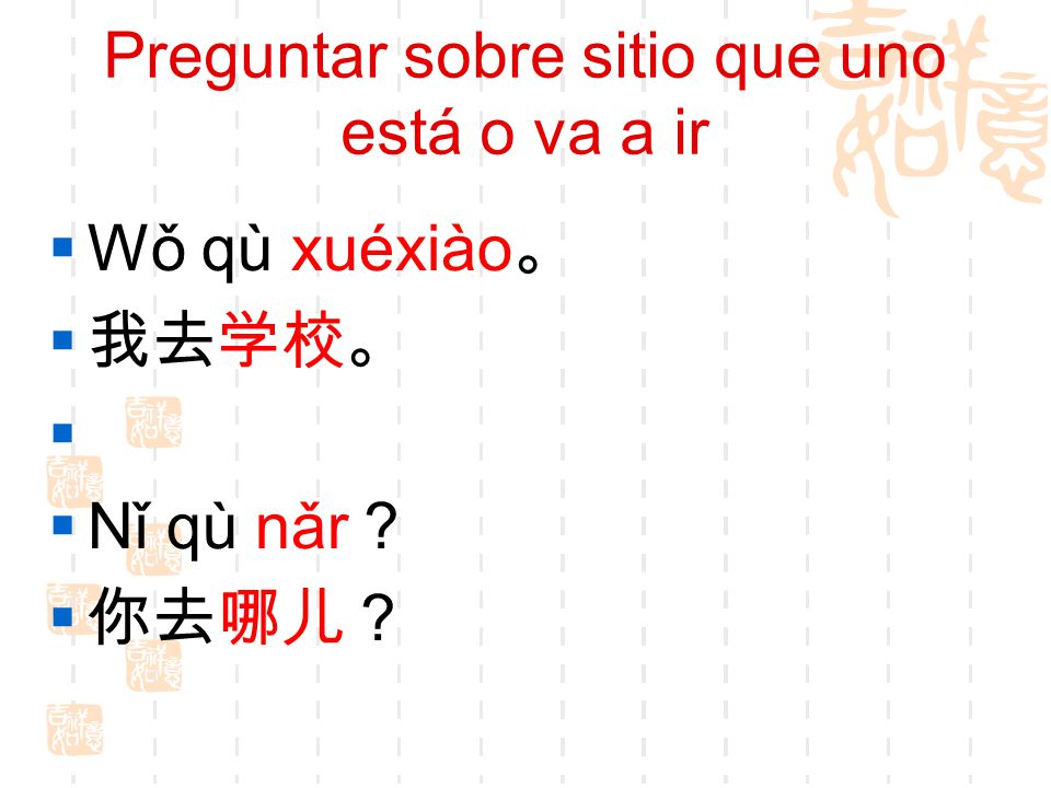 Preguntar sobre sitio que uno está o va a ir